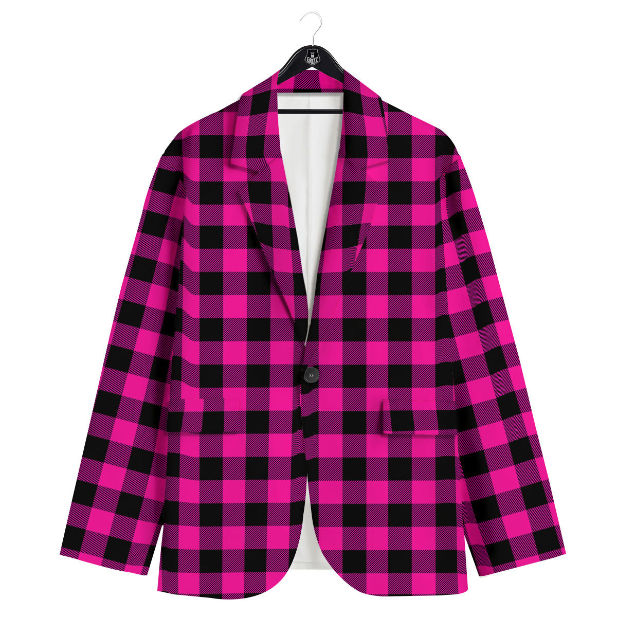 Buffalo Check Pink And Black Print Men's Sport Coat-grizzshop