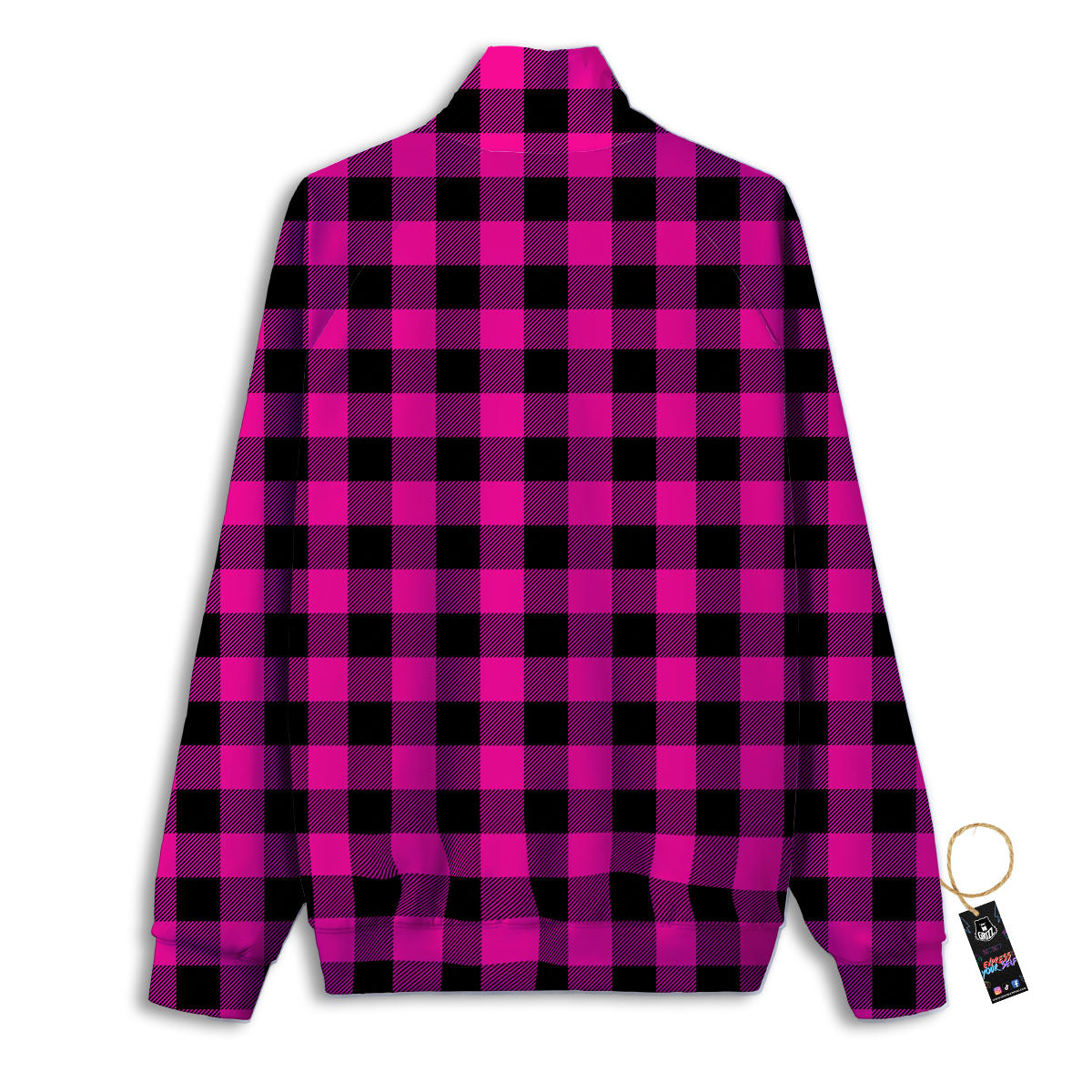 Buffalo Check Pink And Black Print Track Jacket-grizzshop