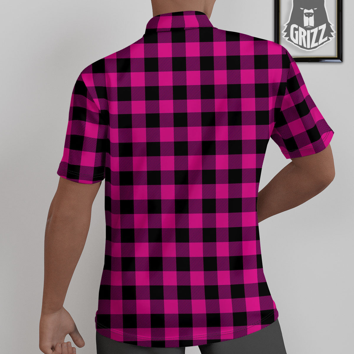 Buffalo Check Pink And Black Print Untucked Shirts-grizzshop