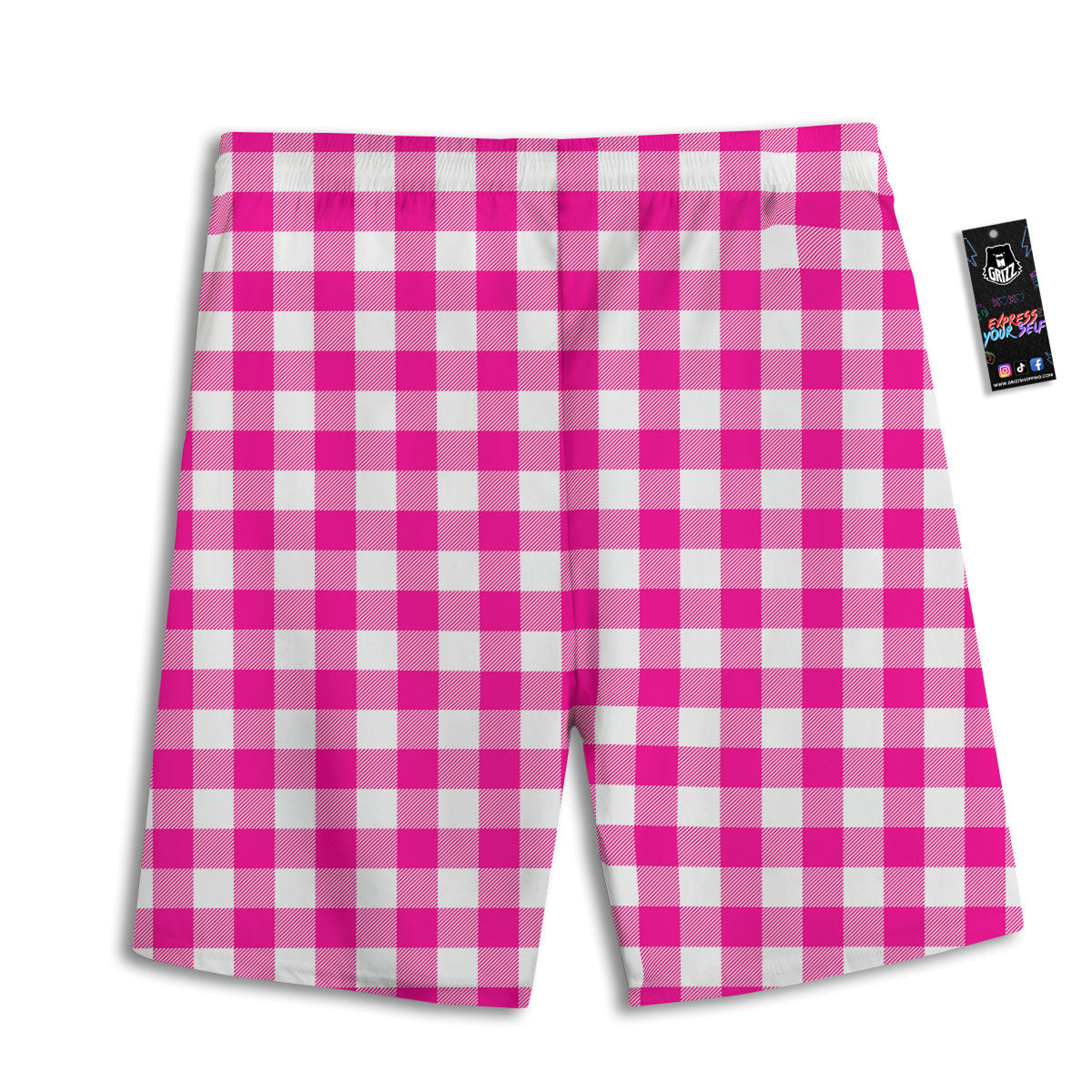 Buffalo Check Pink And White Print Men's Athletic Shorts