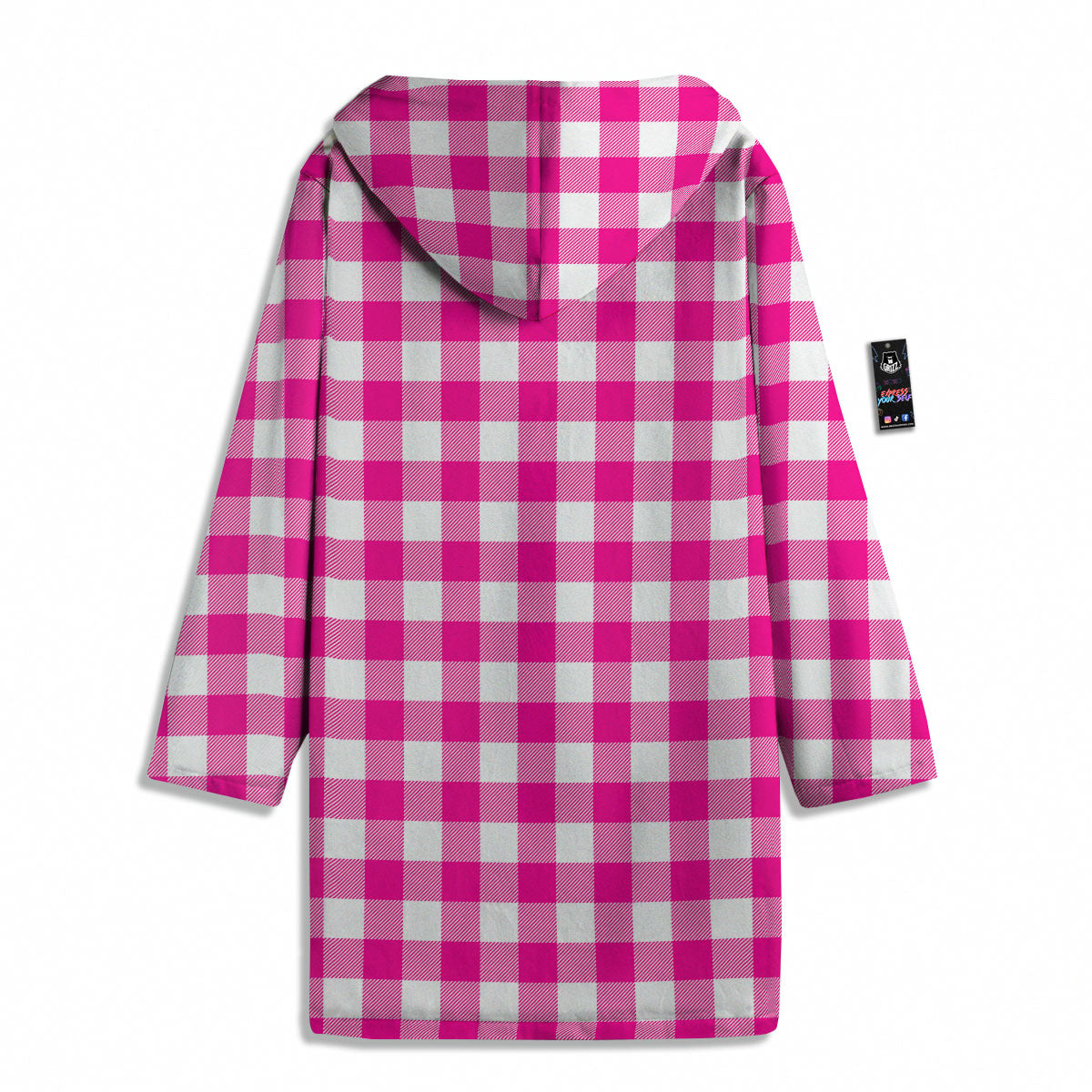 Buffalo Check Pink And White Print Men's Windbreaker Jacket-grizzshop