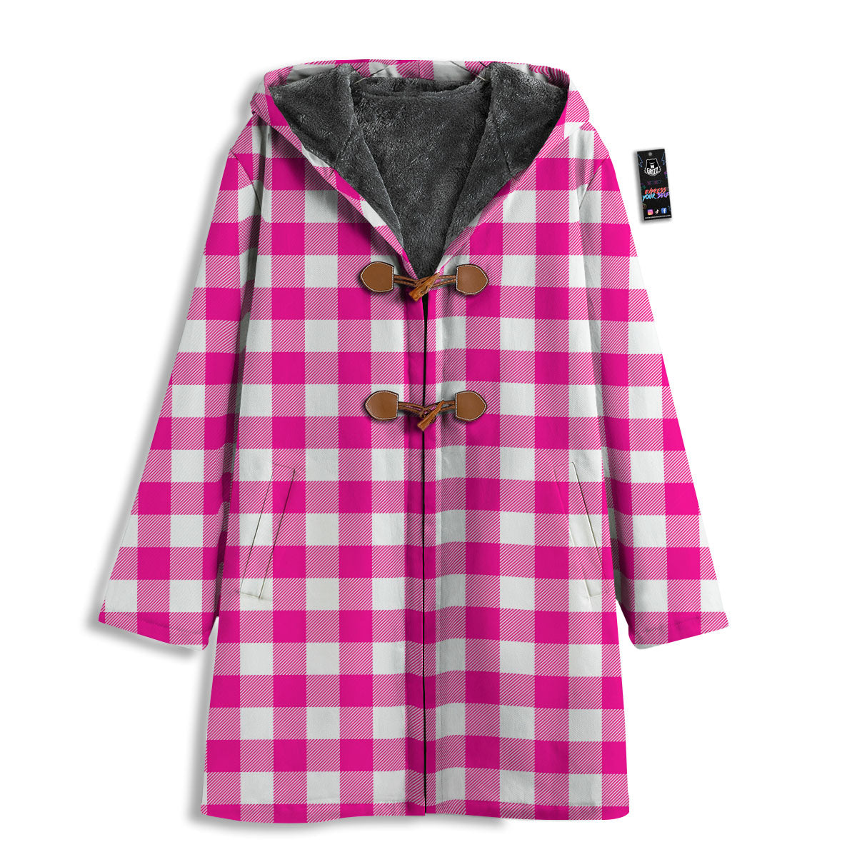 Buffalo Check Pink And White Print Men's Windbreaker Jacket-grizzshop