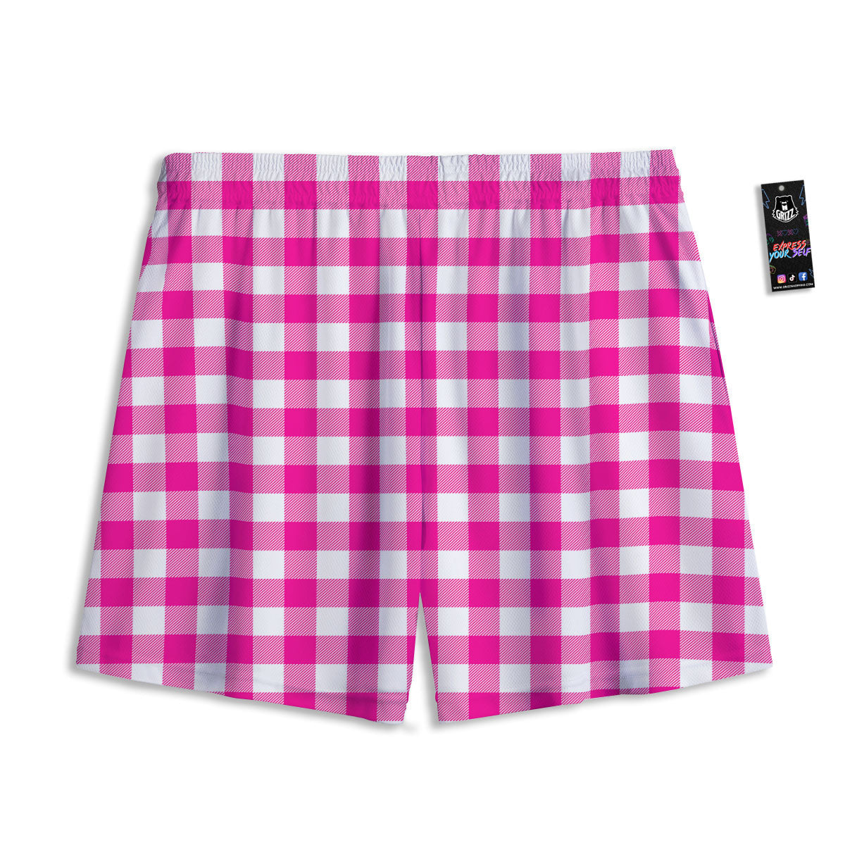 Buffalo Check Pink And White Print Mesh Shorts