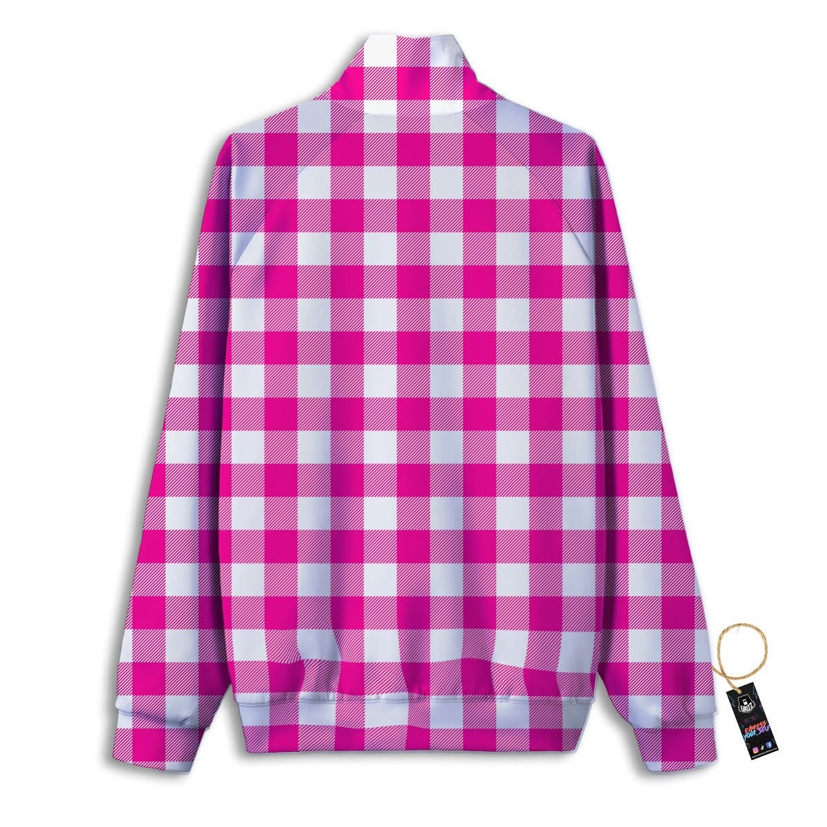 Buffalo Check Pink And White Print Track Jacket-grizzshop