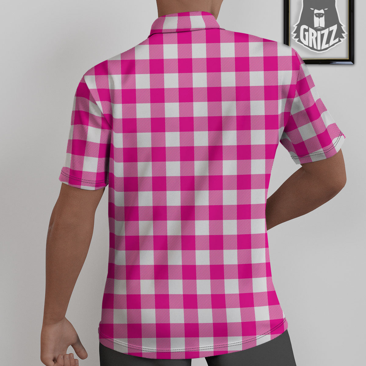 Buffalo Check Pink And White Print Untucked Shirts-grizzshop
