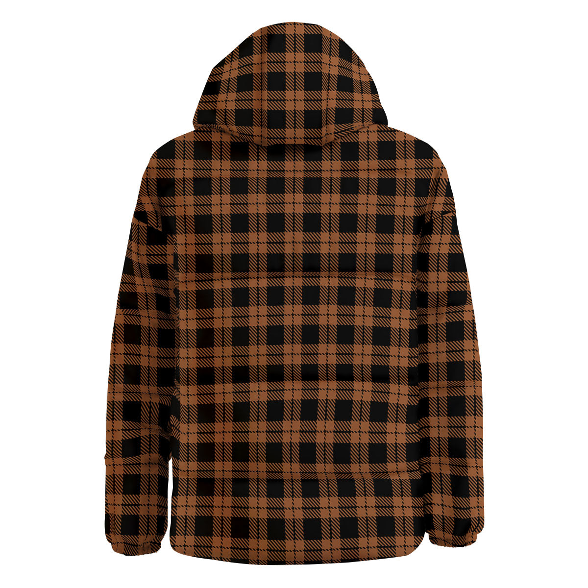 Buffalo Check Pumpkin Orange Print Down Jacket-grizzshop
