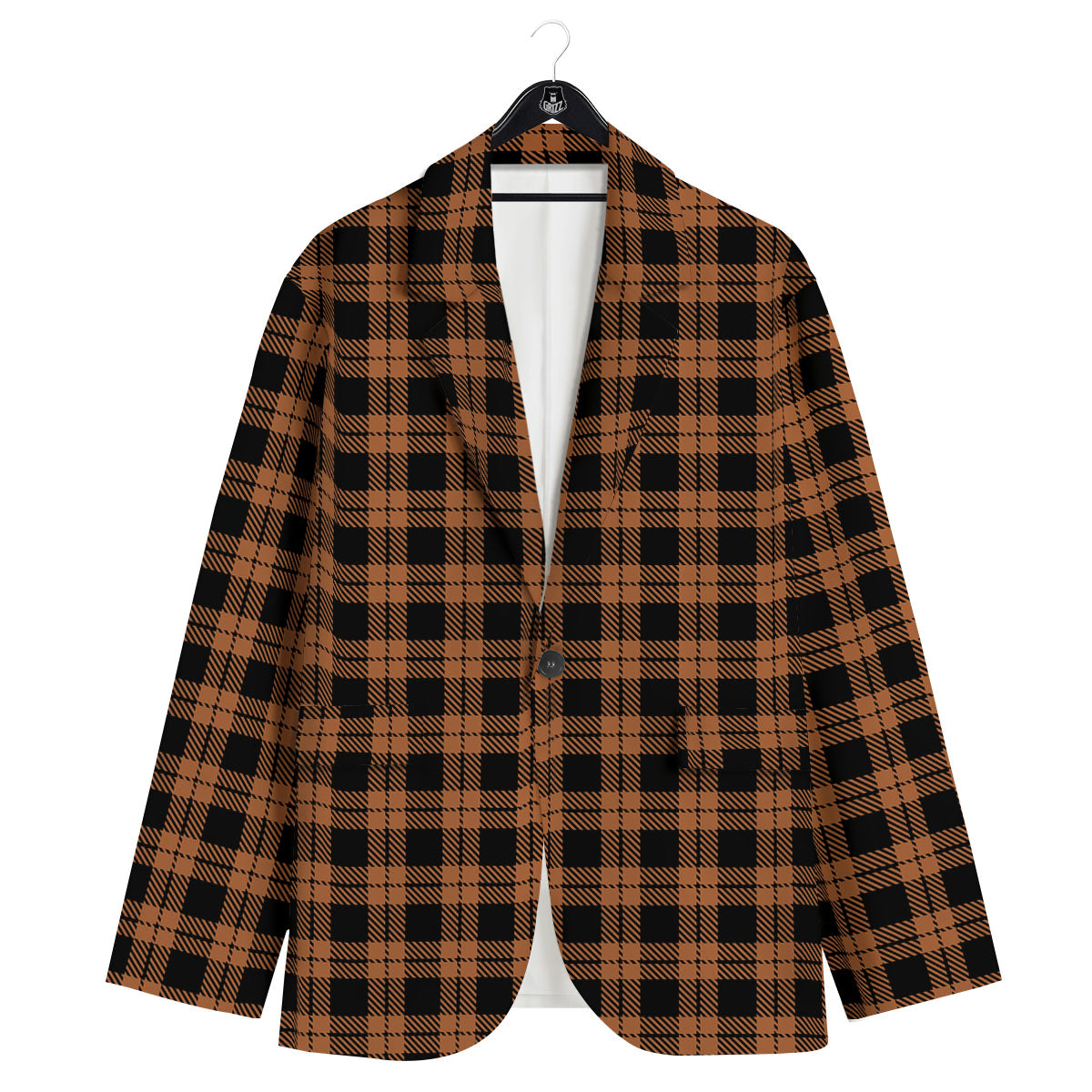 Buffalo Check Pumpkin Orange Print Men's Sport Coat-grizzshop