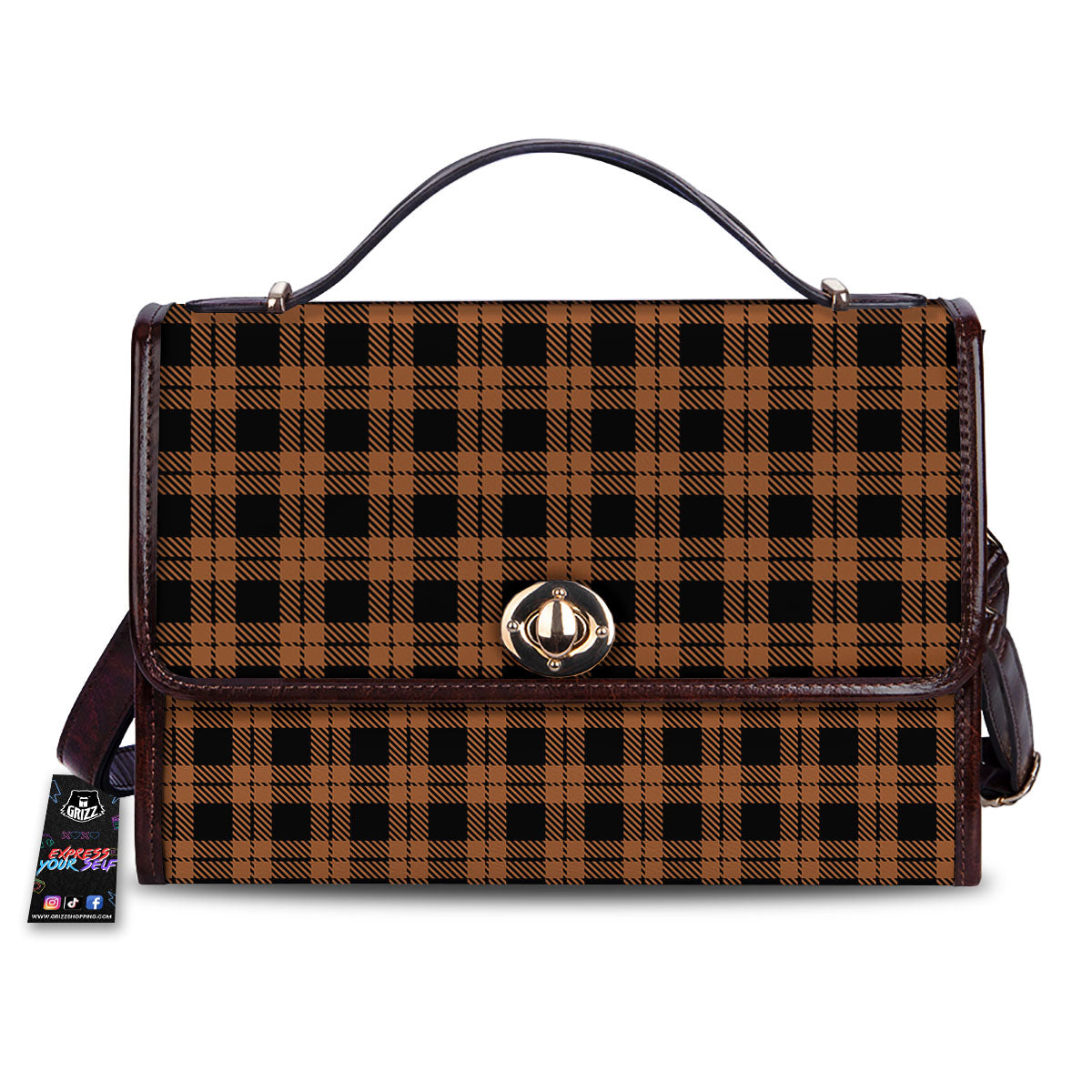 Buffalo Check Pumpkin Orange Print Women's Satchel Bag-grizzshop