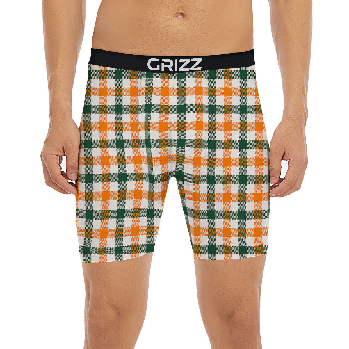 Buffalo Check St. Patrick's Day Print Pattern Boxer Briefs-grizzshop