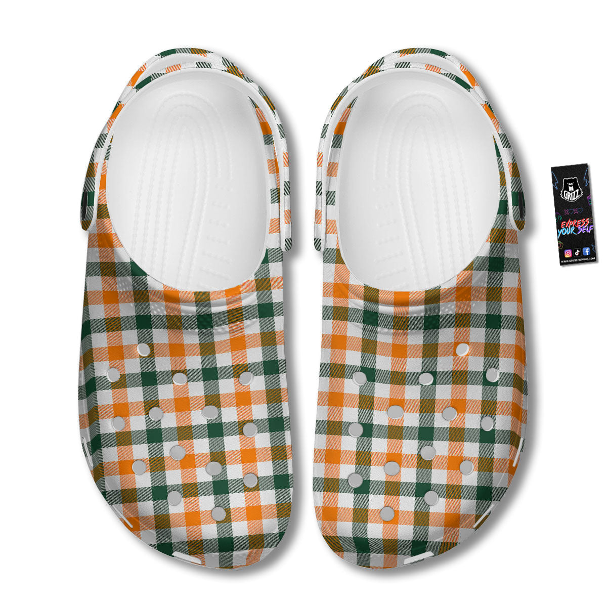 Buffalo Check St. Patrick's Day Print Pattern Clog-grizzshop