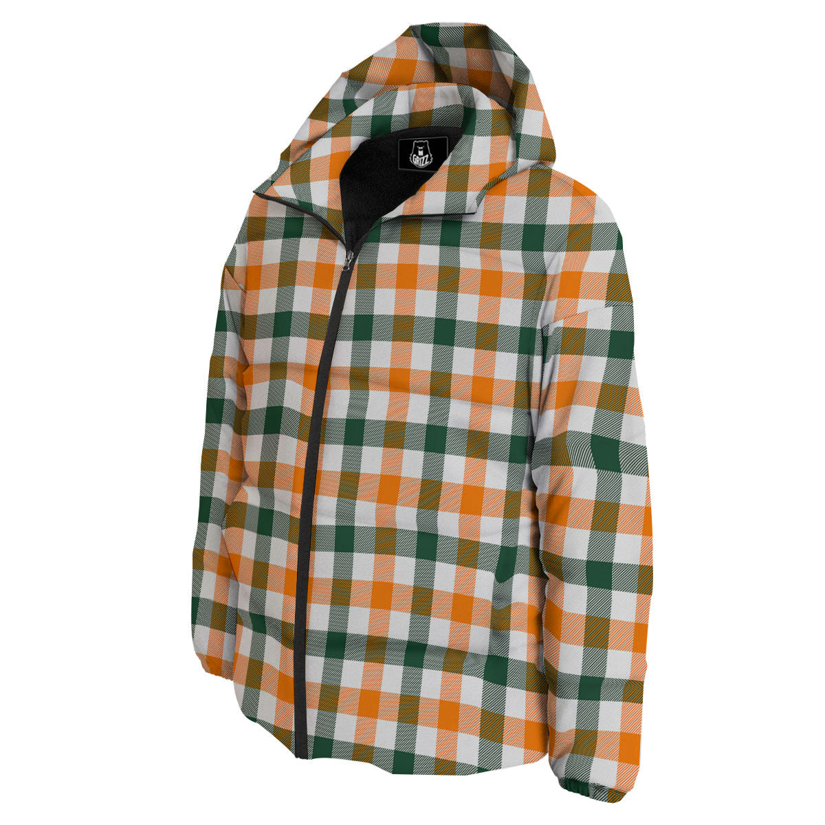 Buffalo Check St. Patrick's Day Print Pattern Down Jacket-grizzshop
