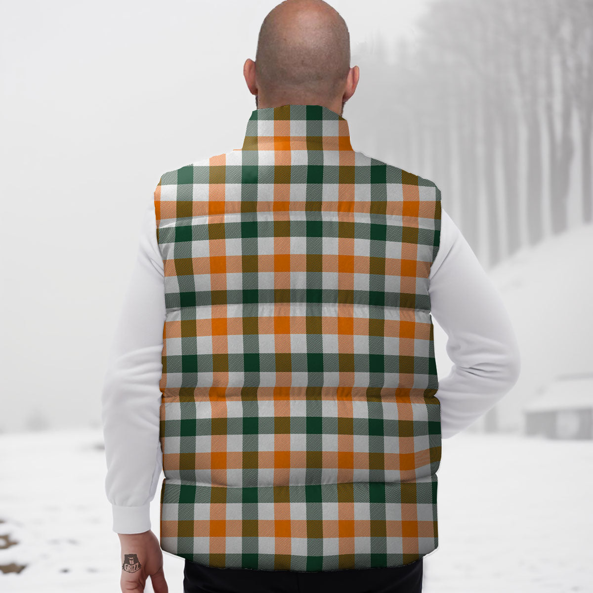 Buffalo Check St. Patrick's Day Print Pattern Down Vest