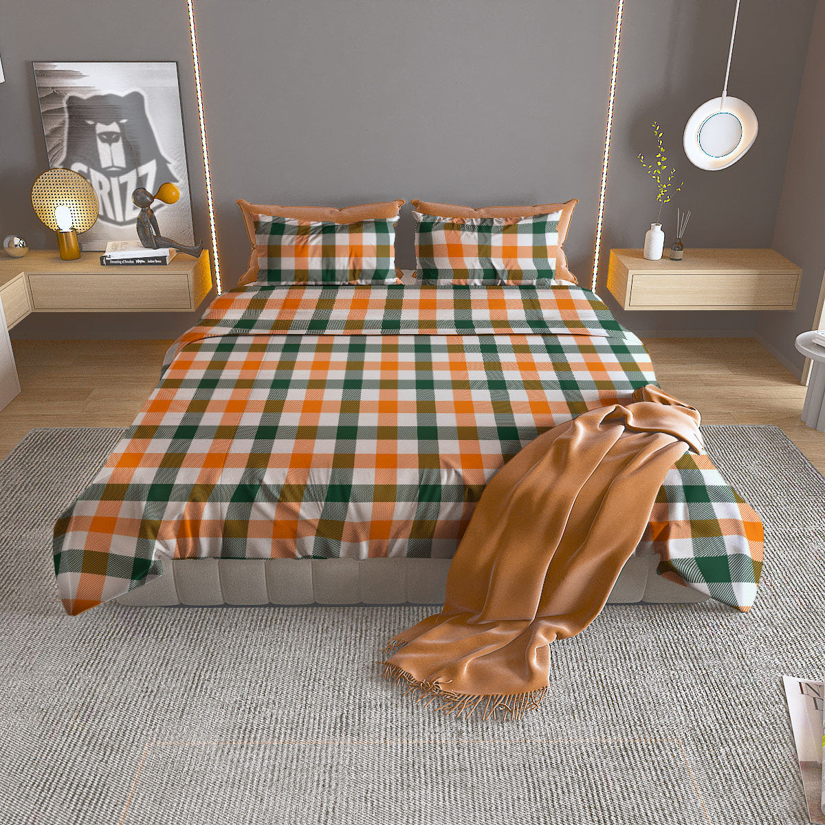 Blue White And Red Argyle Print Pattern Duvet Cover Bedding Set