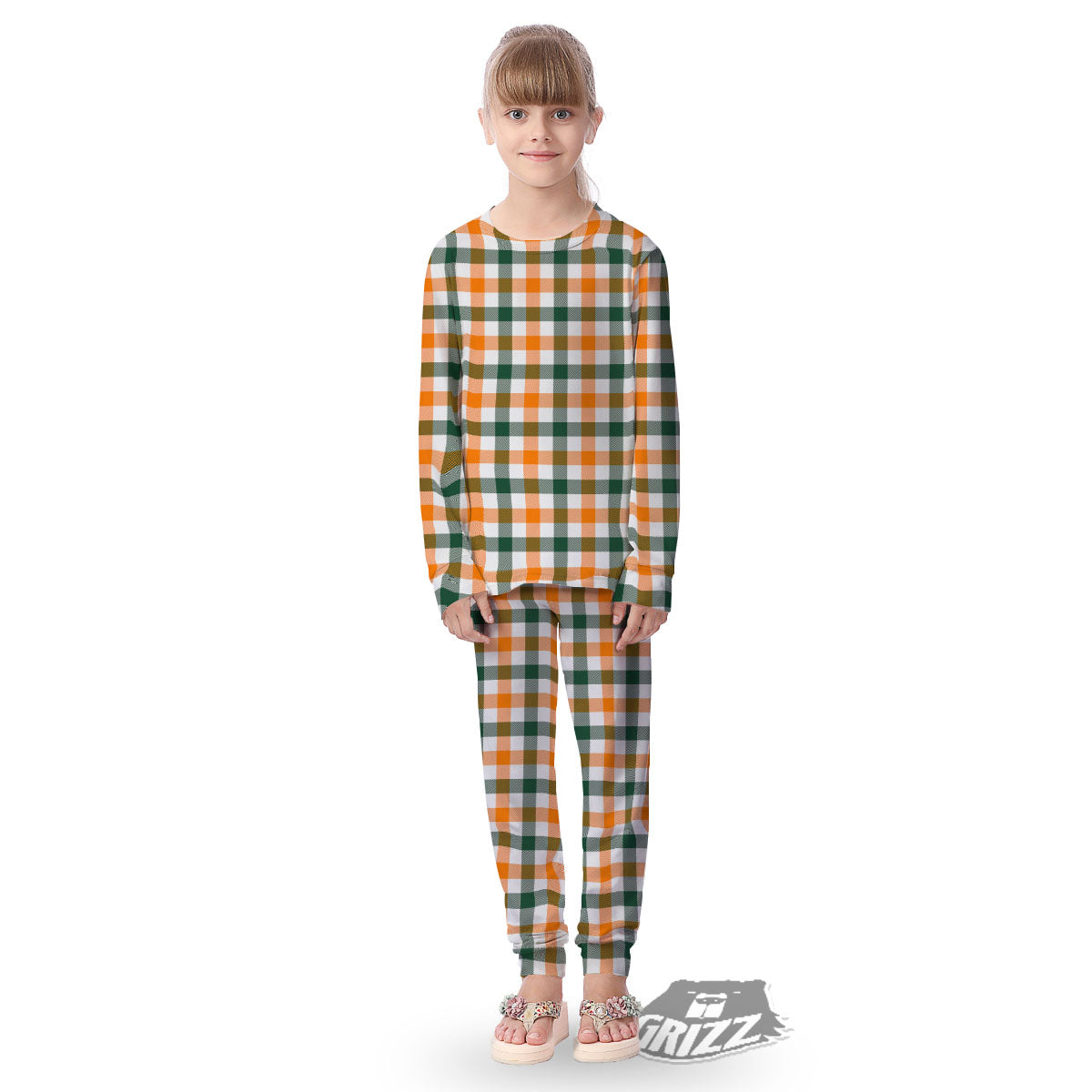 Buffalo Check St. Patrick's Day Print Pattern Kid's Pajamas-grizzshop