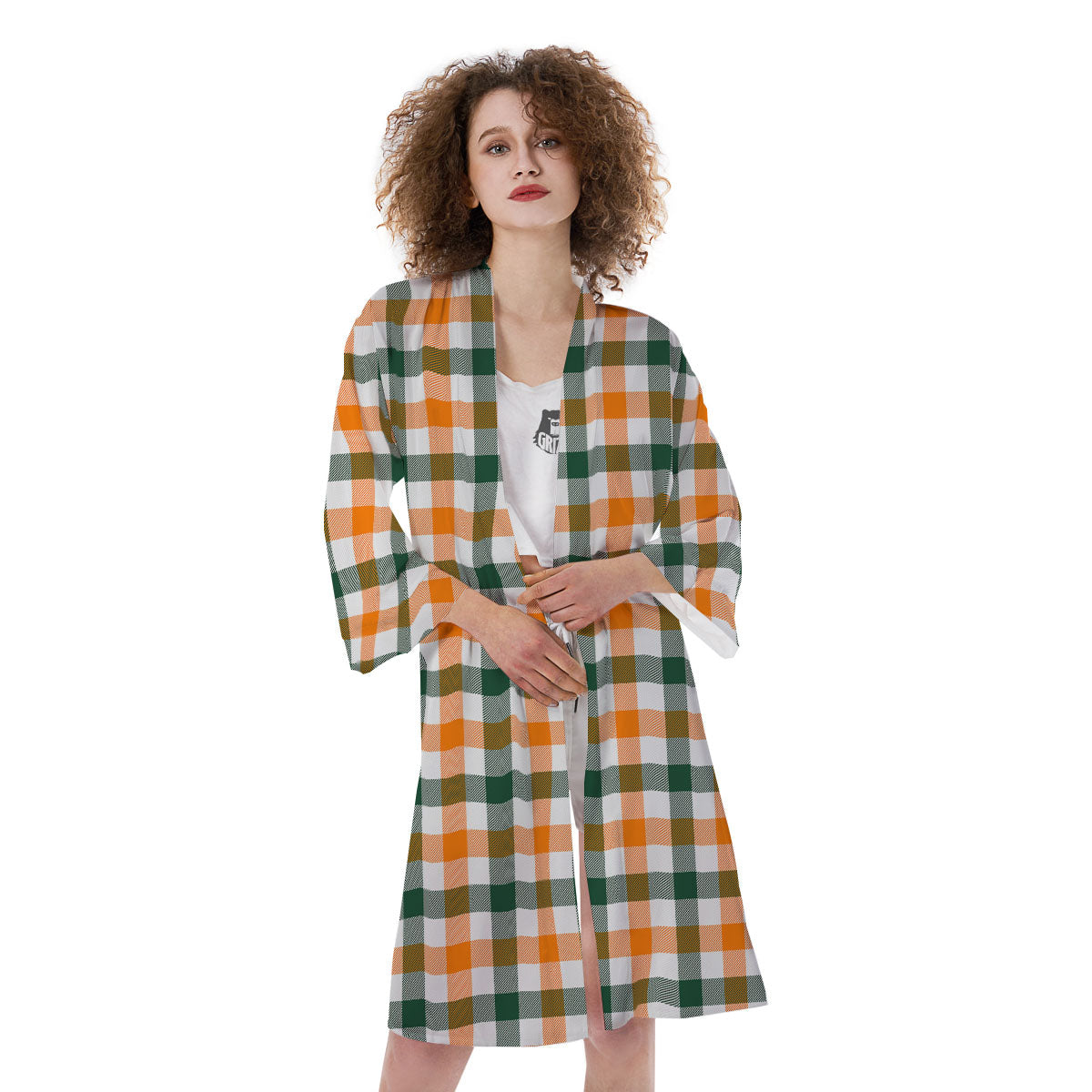 Buffalo Check St. Patrick's Day Print Pattern Kimono-grizzshop