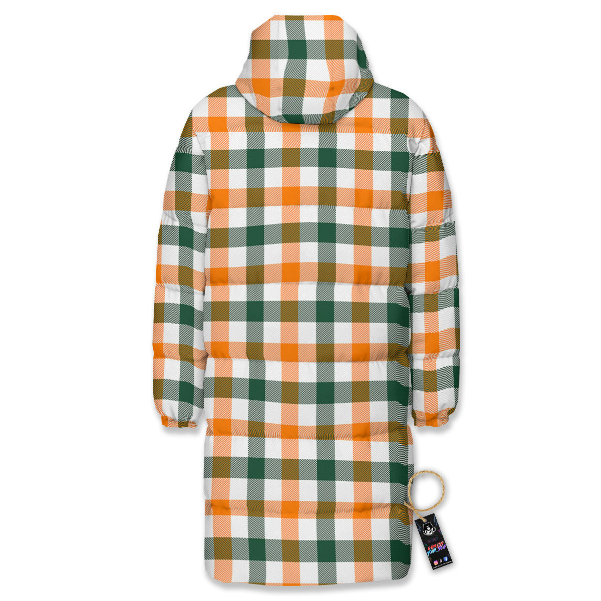 Buffalo Check St. Patrick's Day Print Pattern Long Down Jacket-grizzshop