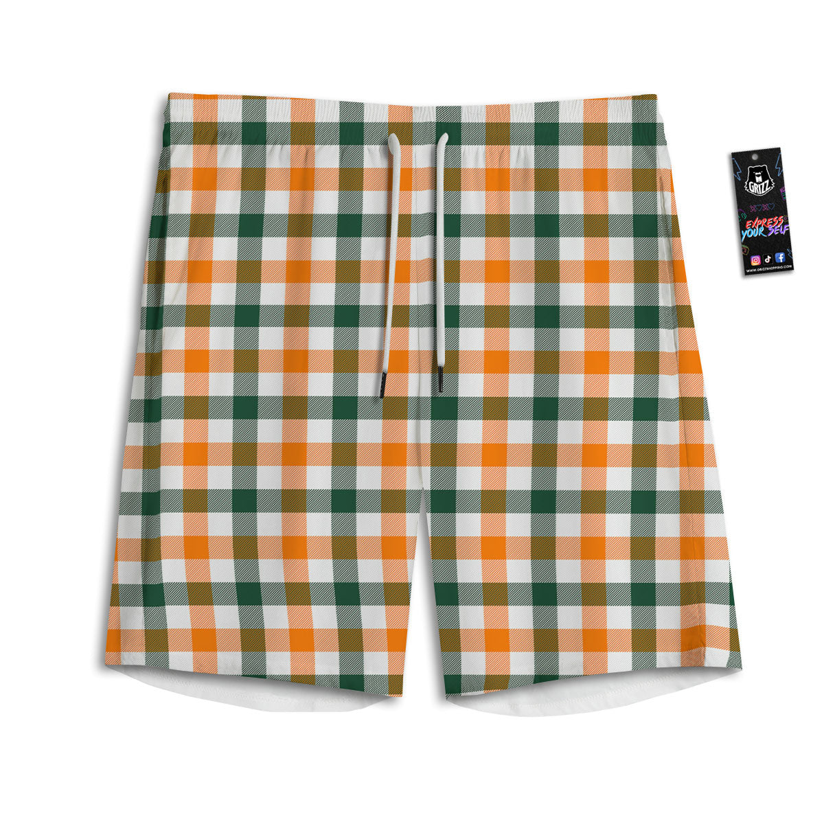Buffalo Check St. Patrick's Day Print Pattern Men's Athletic Shorts