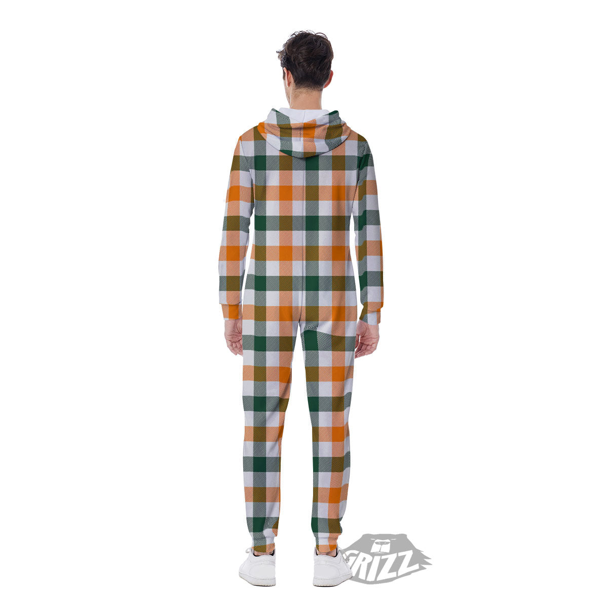 Buffalo Check St. Patrick's Day Print Pattern Men's Jumpsuit-grizzshop