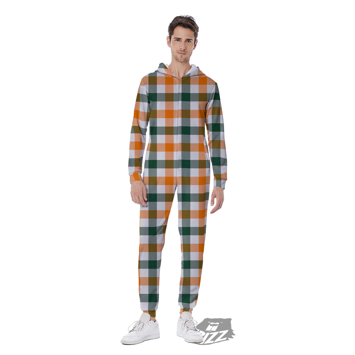 Buffalo Check St. Patrick's Day Print Pattern Men's Jumpsuit-grizzshop