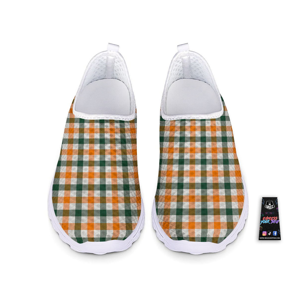 Buffalo Check St. Patrick's Day Print Pattern Nurse Shoes-grizzshop