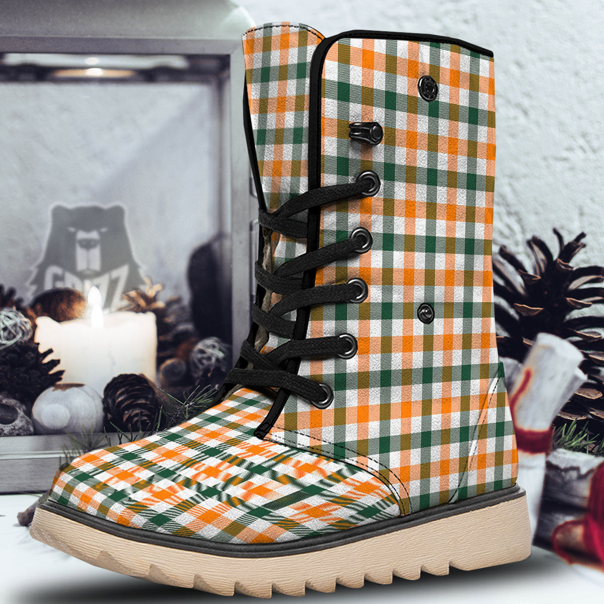 Buffalo Check St. Patrick's Day Print Pattern Snow Boots-grizzshop