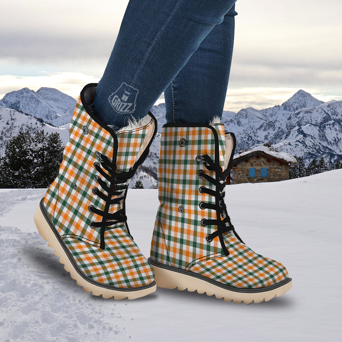 Buffalo Check St. Patrick's Day Print Pattern Snow Boots-grizzshop