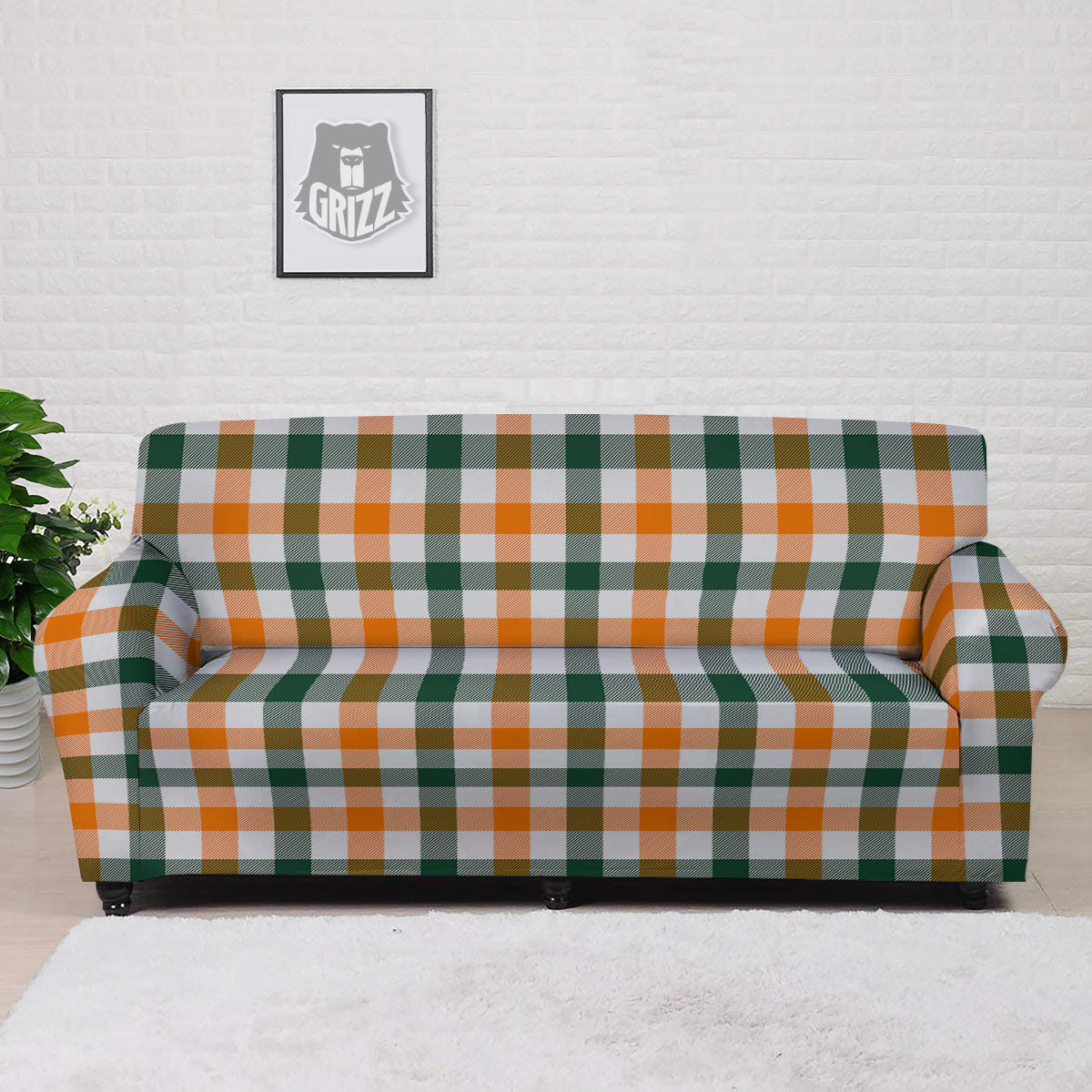 Buffalo Check St. Patrick's Day Print Pattern Sofa Cover-grizzshop