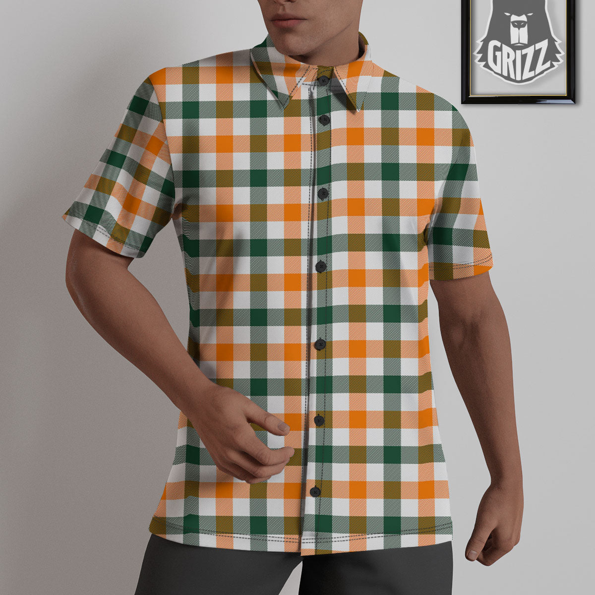 Buffalo Check St. Patrick's Day Print Pattern Untucked Shirts-grizzshop