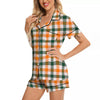 Buffalo Check St. Patrick's Day Print Pattern Women Silk Pajamas-grizzshop