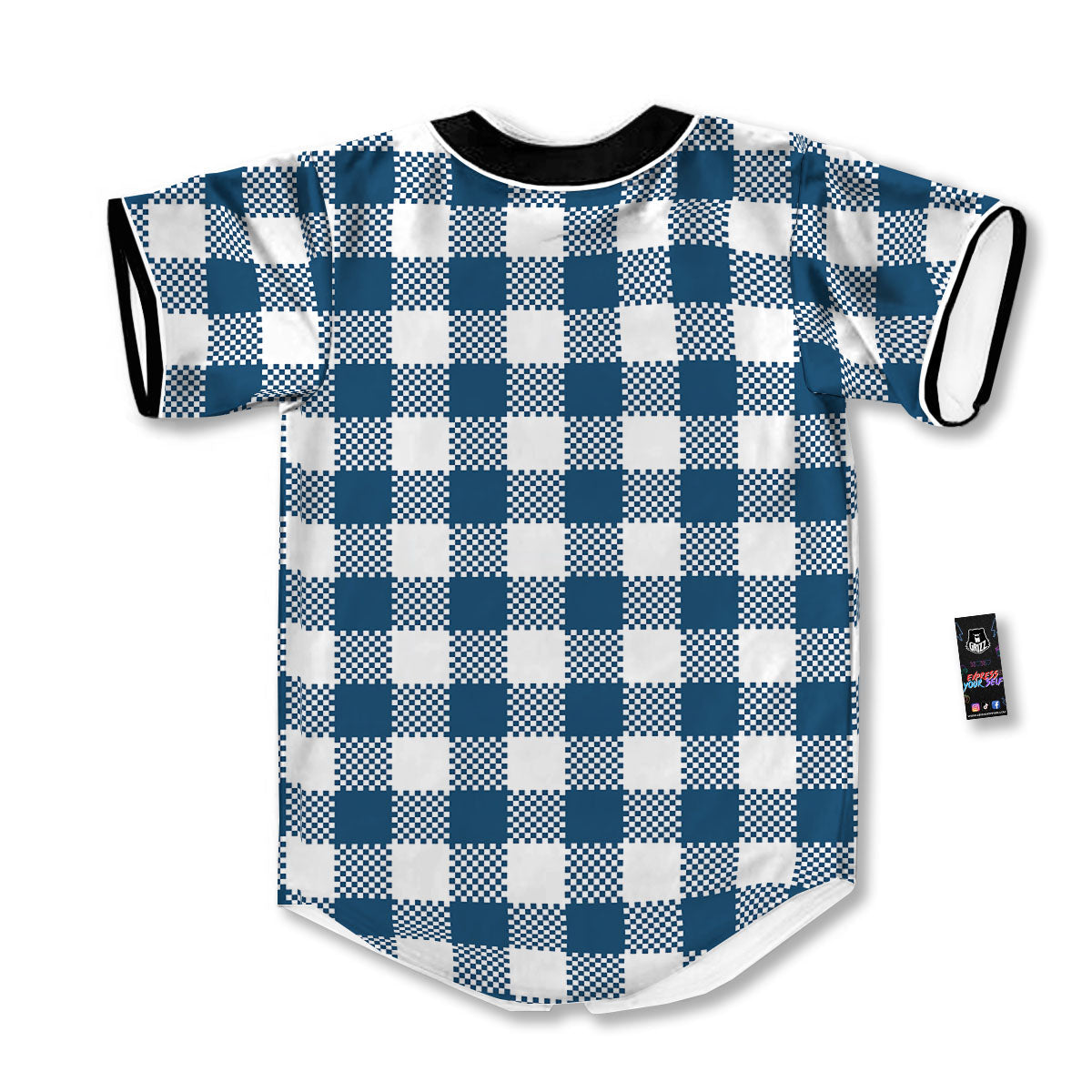 Buffalo Check White And Blue Print Baseball Jersey-grizzshop