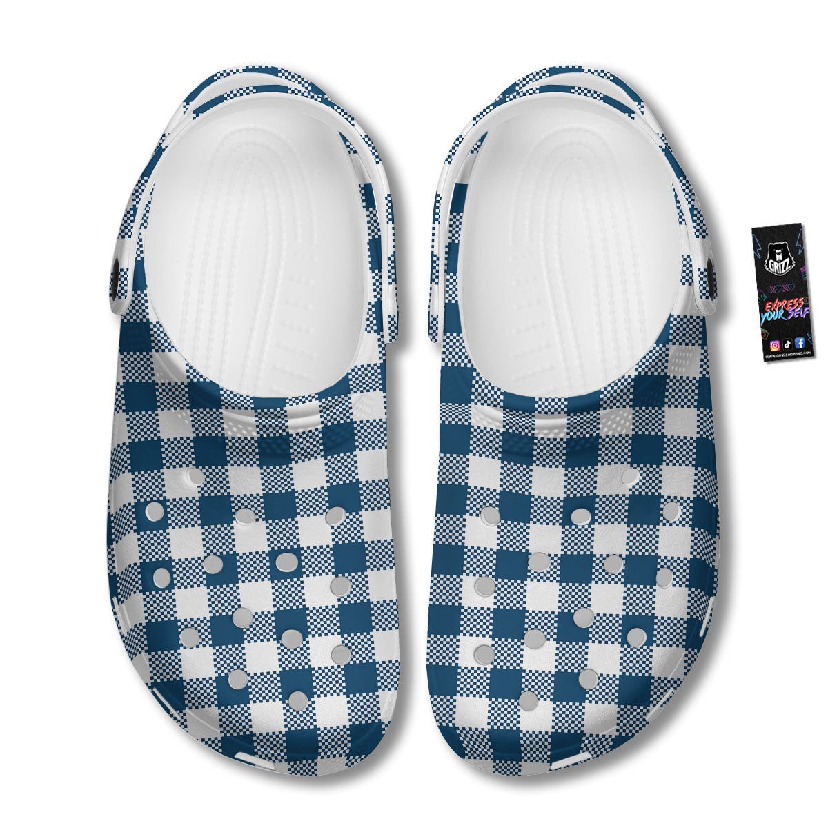 Buffalo Check White And Blue Print Clog-grizzshop