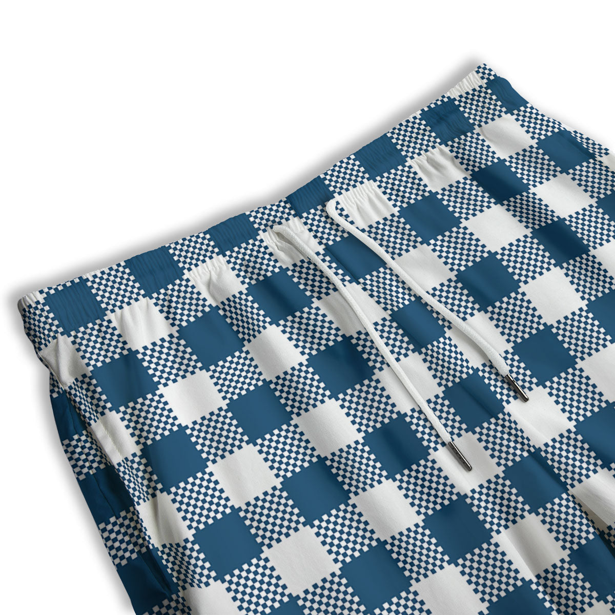 Buffalo Check White And Blue Print Men's Athletic Shorts