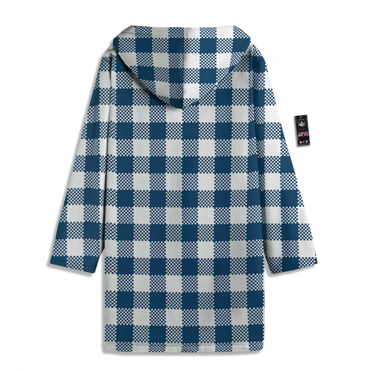 Buffalo Check White And Blue Print Men's Windbreaker Jacket-grizzshop