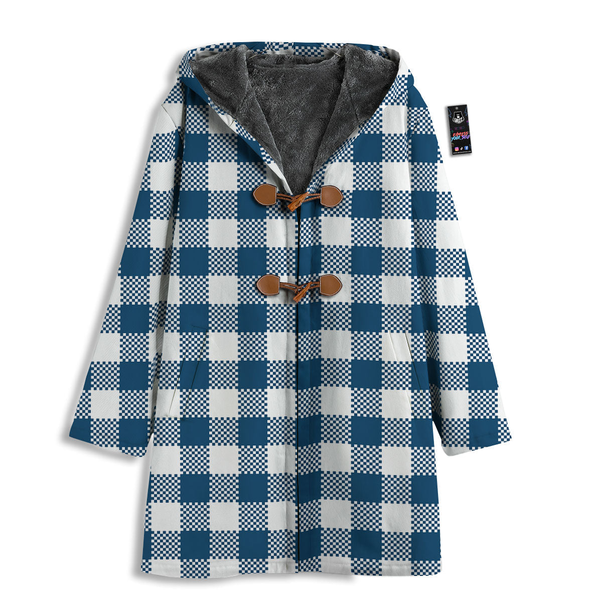 Buffalo Check White And Blue Print Men's Windbreaker Jacket-grizzshop