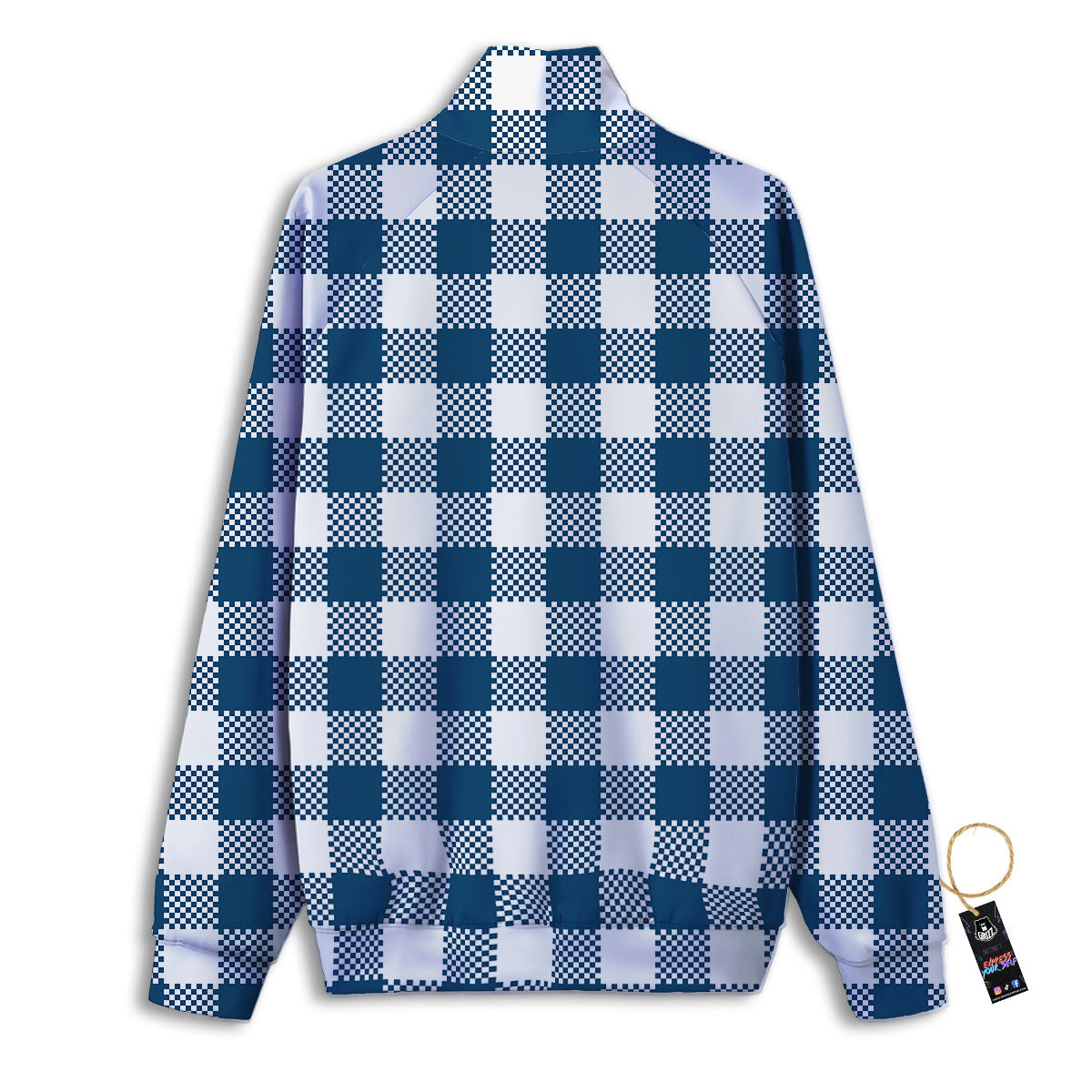 Buffalo Check White And Blue Print Track Jacket-grizzshop