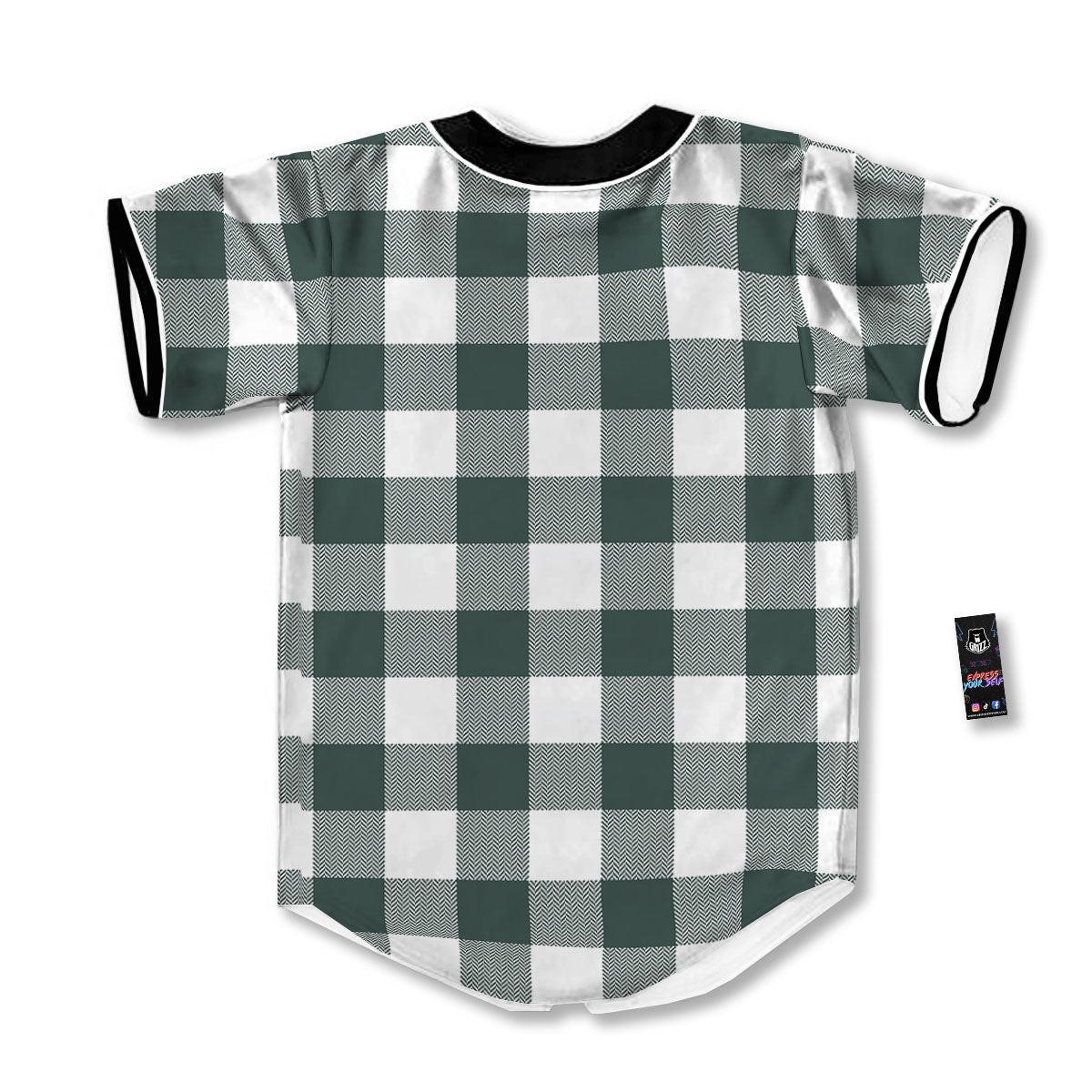 Buffalo Check White And Green Print Baseball Jersey-grizzshop