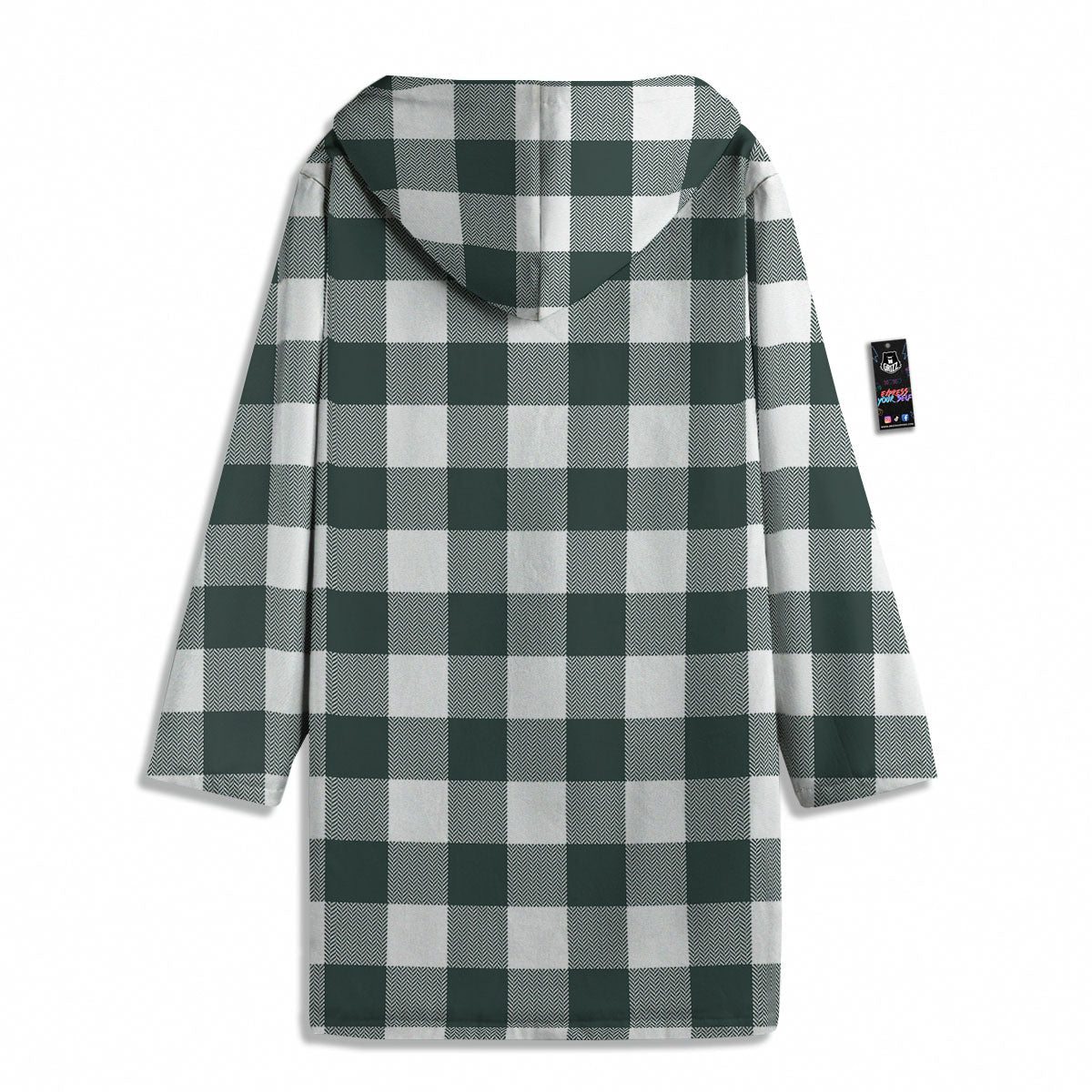 Buffalo Check White And Green Print Men's Windbreaker Jacket-grizzshop