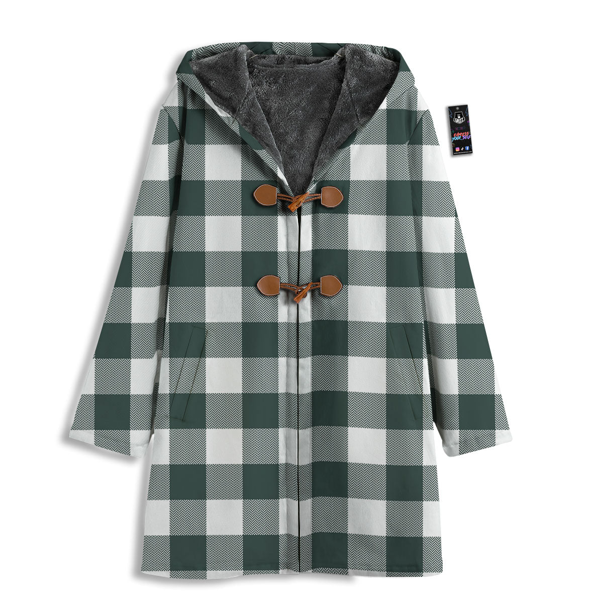 Buffalo Check White And Green Print Men's Windbreaker Jacket-grizzshop