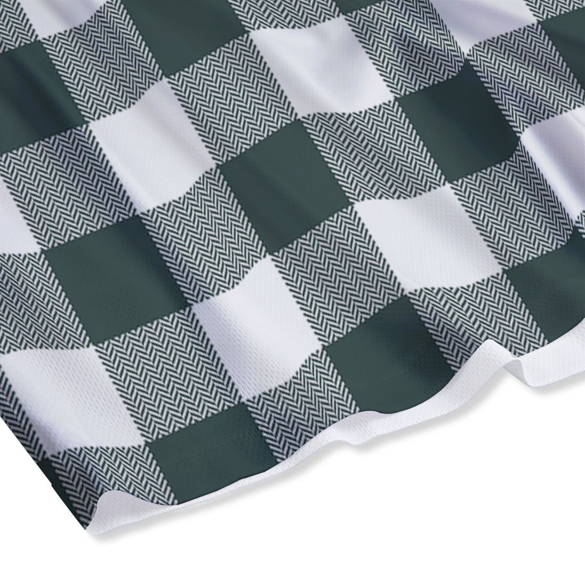 Buffalo Check White And Green Print Mesh Shorts