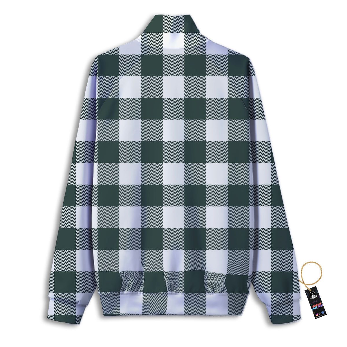 Buffalo Check White And Green Print Track Jacket-grizzshop