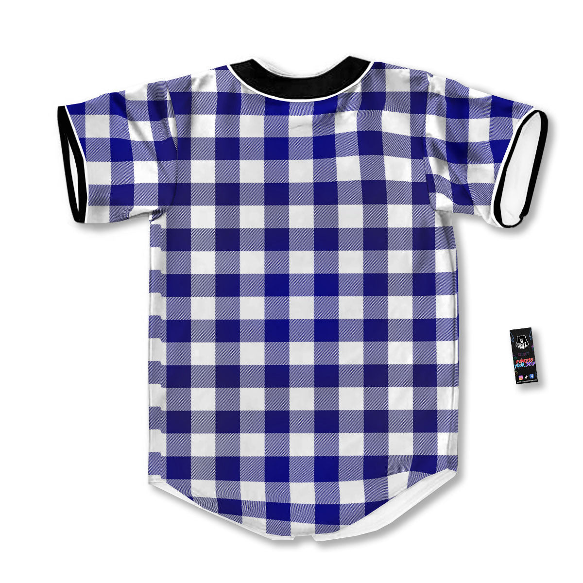 Buffalo Check White And Navy Print Baseball Jersey-grizzshop