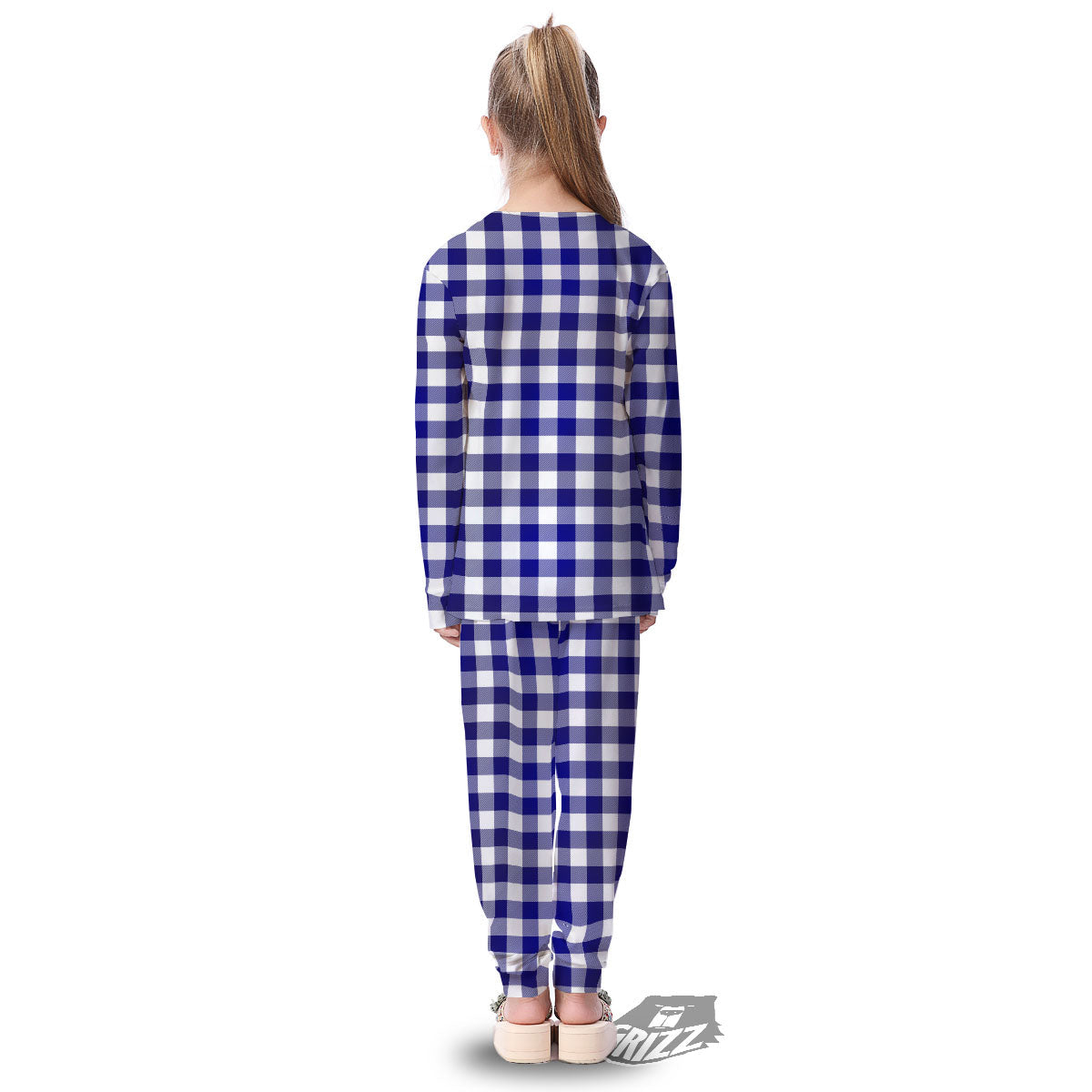 Buffalo Check White And Navy Print Kid's Pajamas-grizzshop
