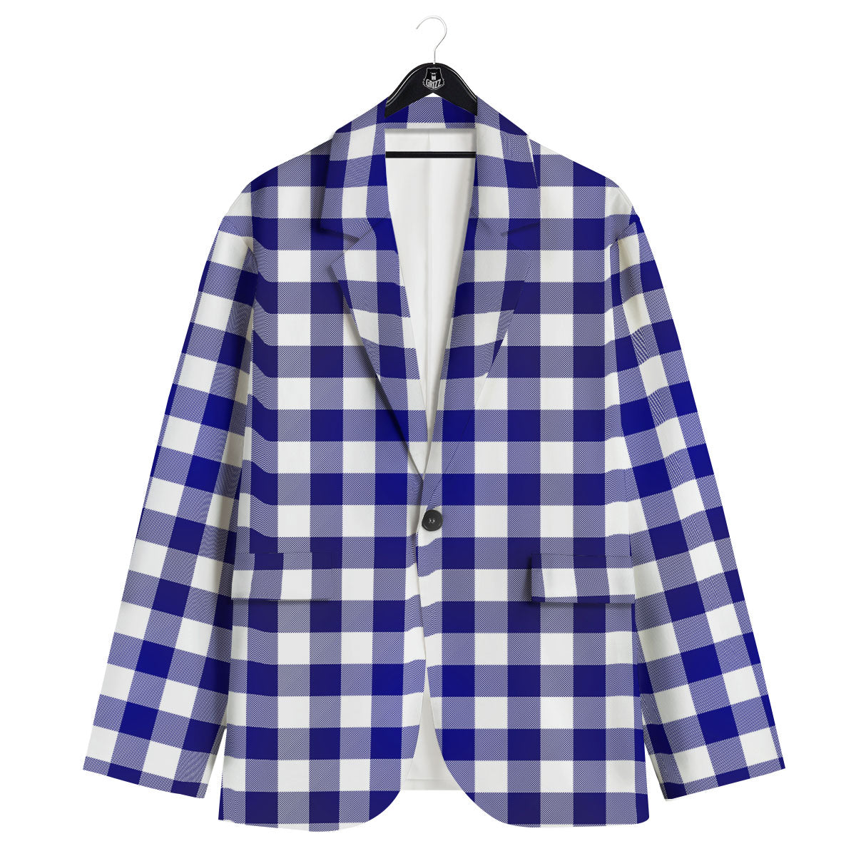Buffalo Check White And Navy Print Men's Sport Coat-grizzshop