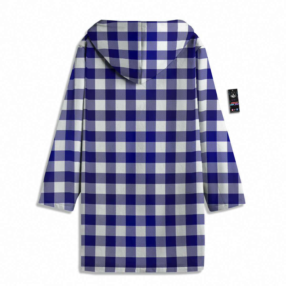 Buffalo Check White And Navy Print Men's Windbreaker Jacket-grizzshop