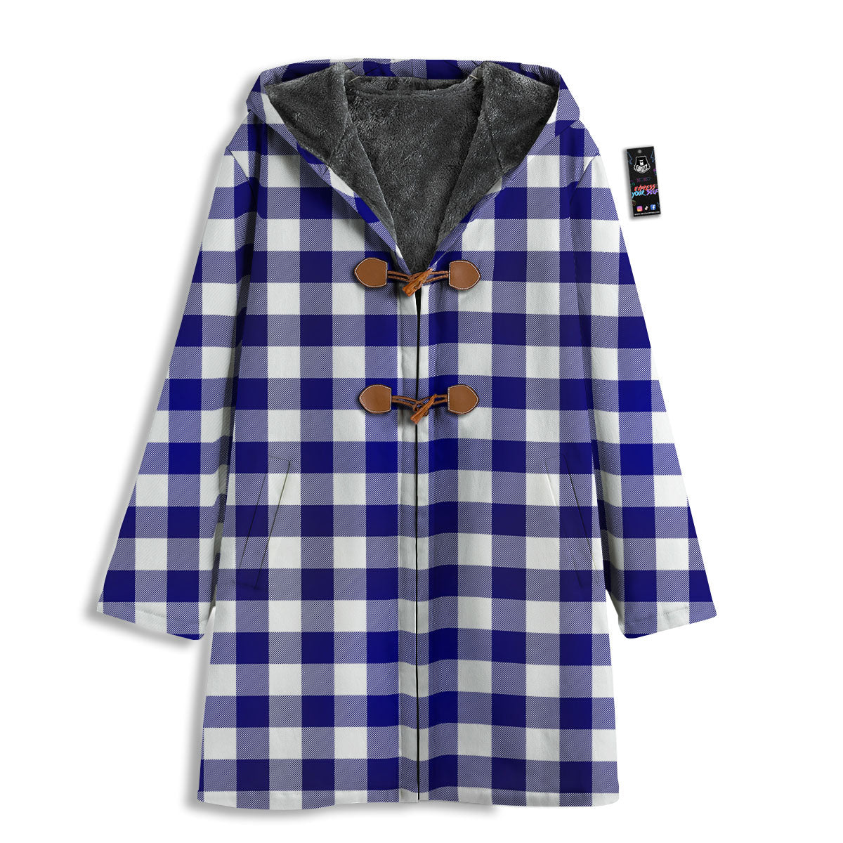 Buffalo Check White And Navy Print Men's Windbreaker Jacket-grizzshop