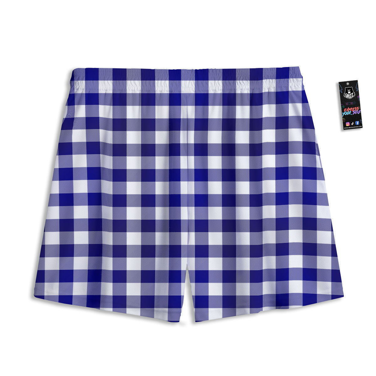Buffalo Check White And Navy Print Mesh Shorts
