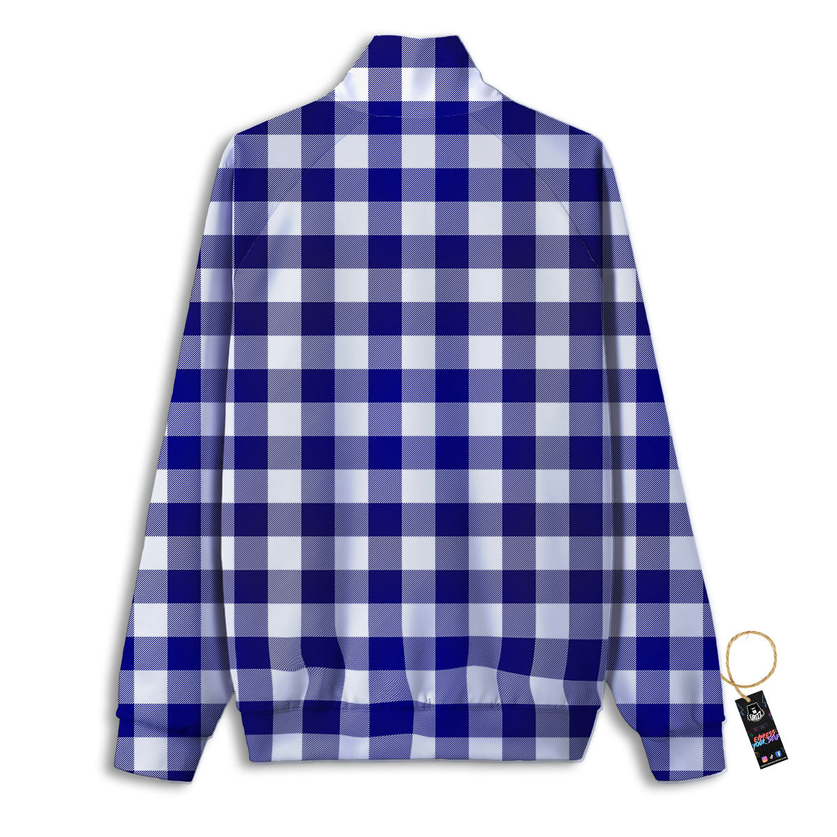 Buffalo Check White And Navy Print Track Jacket-grizzshop