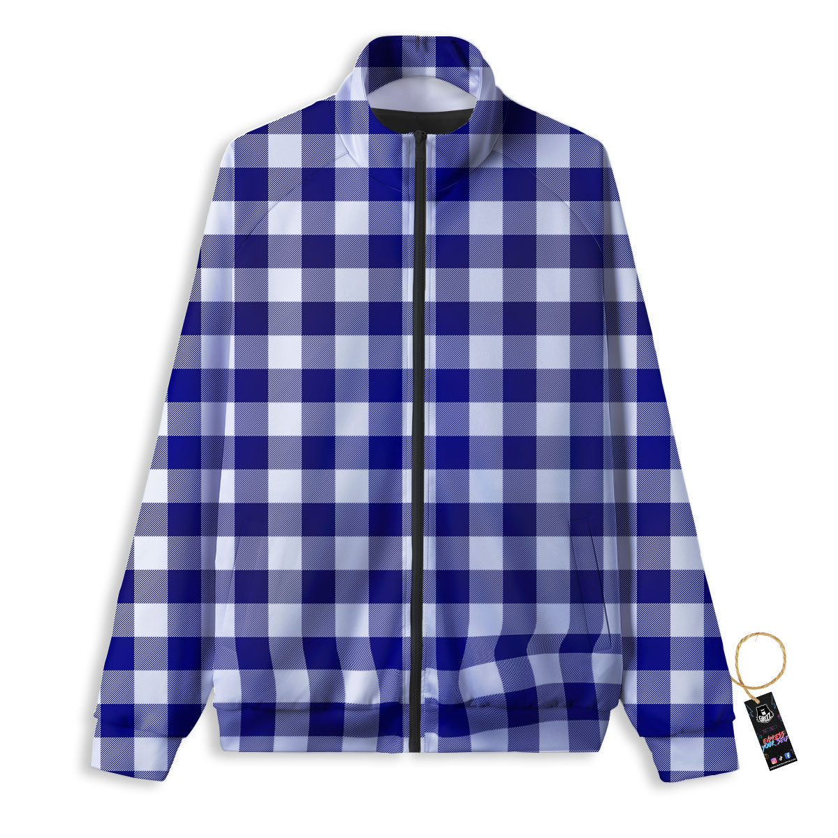 Buffalo Check White And Navy Print Track Jacket-grizzshop
