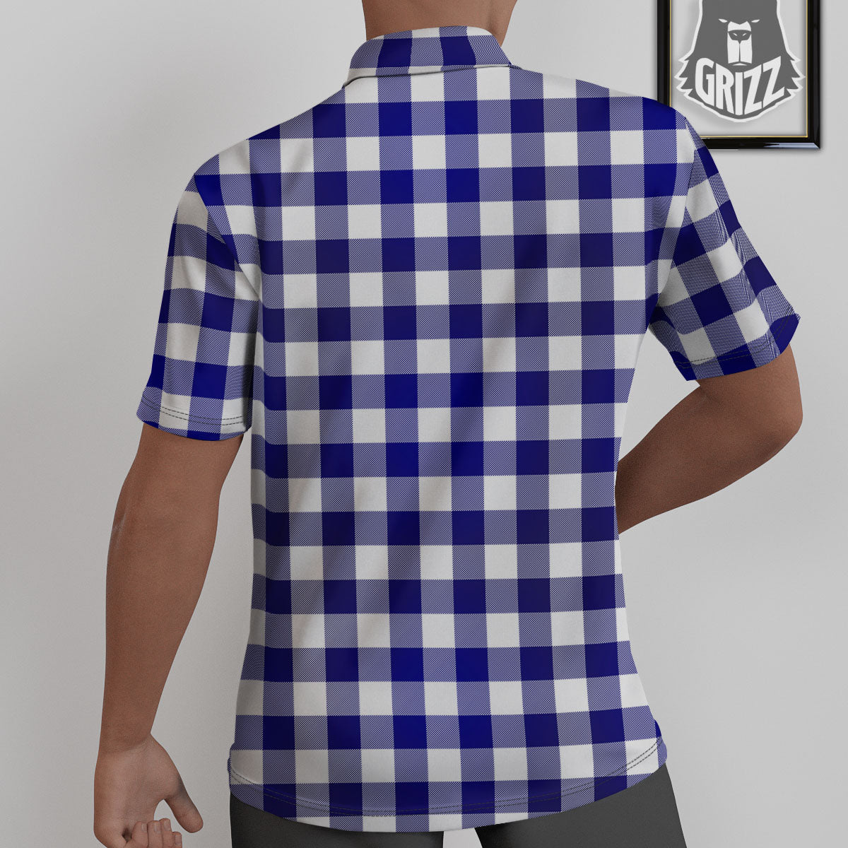 Buffalo Check White And Navy Print Untucked Shirts-grizzshop