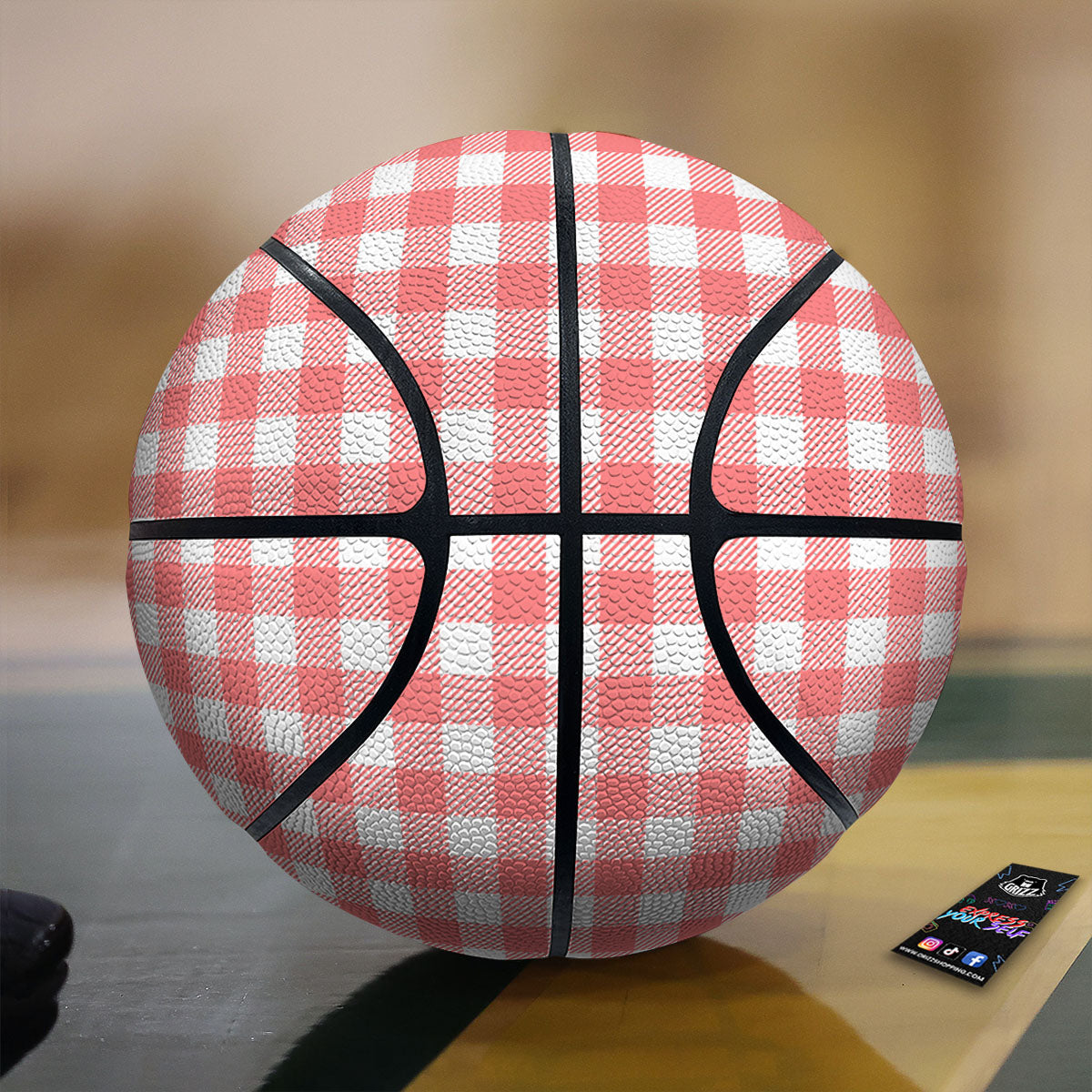 Buffalo Check White And Pink Print Basketball-grizzshop